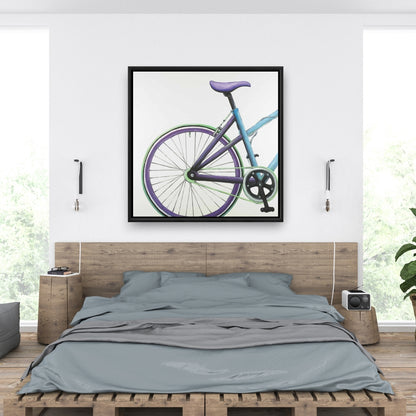 Toile de chambre bleue contemporaine | Décoration de vélo bleu et violet