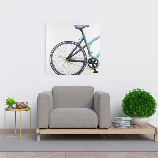 Blue & Purple Bike Canvas | Contemporary Bedroom Wall Art