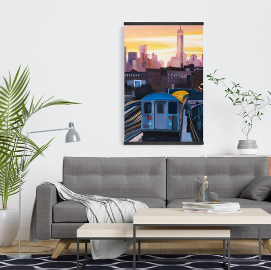 Sunset over the Subway New York Canvas | Blue Cities Decor