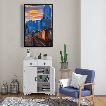 Toile « Métro de New York » | Décoration de chambre bleue