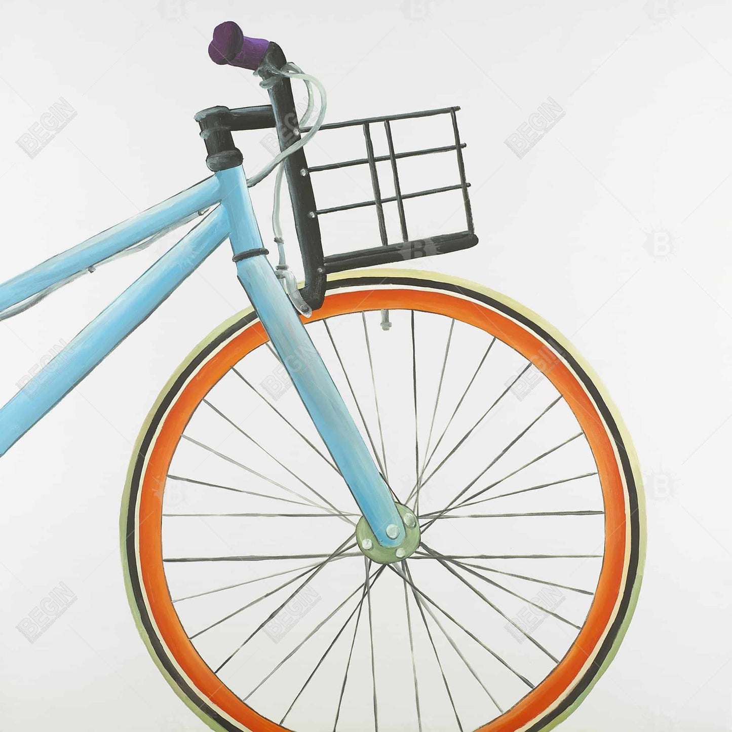 Orange and Blue Bike Canvas | Bedroom Wall Art Decor