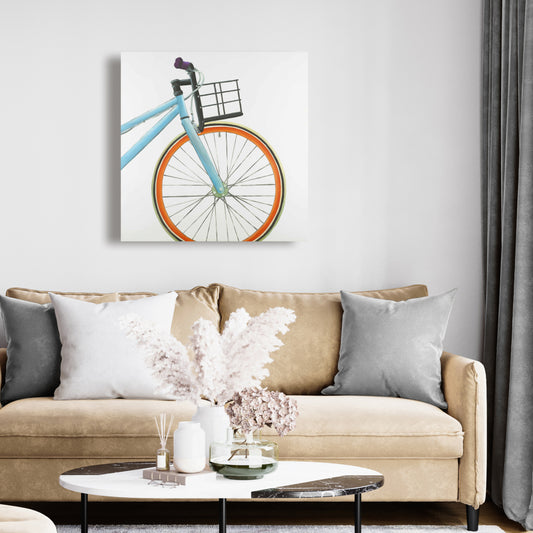Orange and Blue Bike Canvas | Bedroom Wall Art Decor
