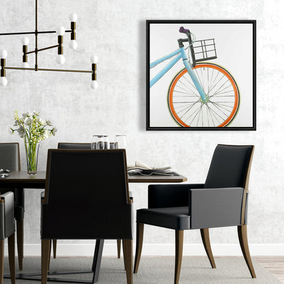 Vélo orange et bleu | Décoration de chambre à coucher sur toile encadrée
