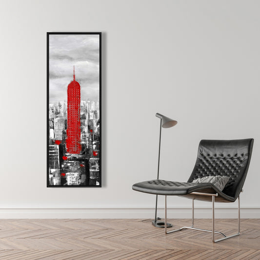 Empire State Building Framed Canvas | White Building Decor
