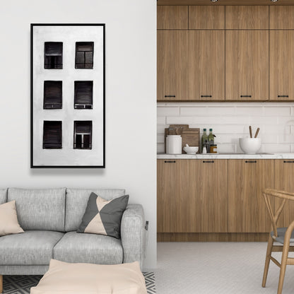 Contemporary Gray Building Windows Canvas | Home Decor Art