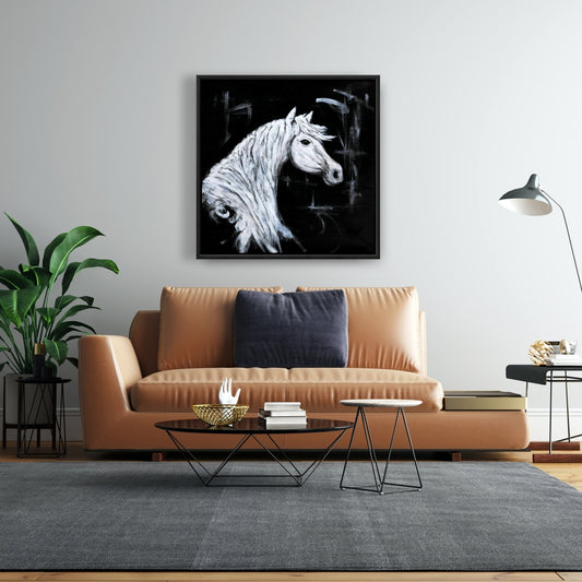 Toile encadrée vue de profil de cheval | Décoration d'intérieur avec animaux de la ferme
