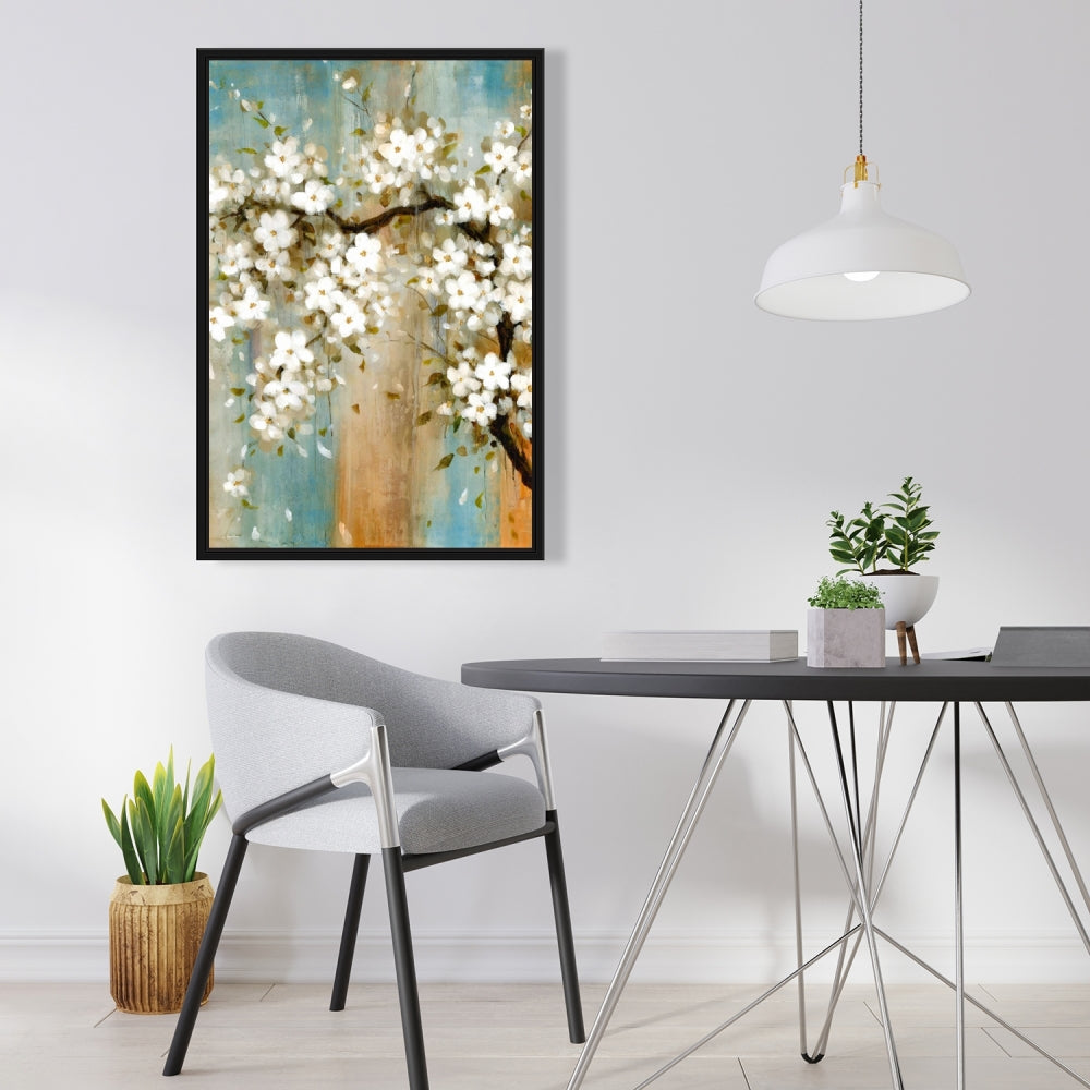 Relaxing Cherry Blossoms | White Framed Canvas Wall Art