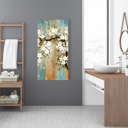 Relaxing Cherry Blossoms Canvas - White Asian Floral Decor