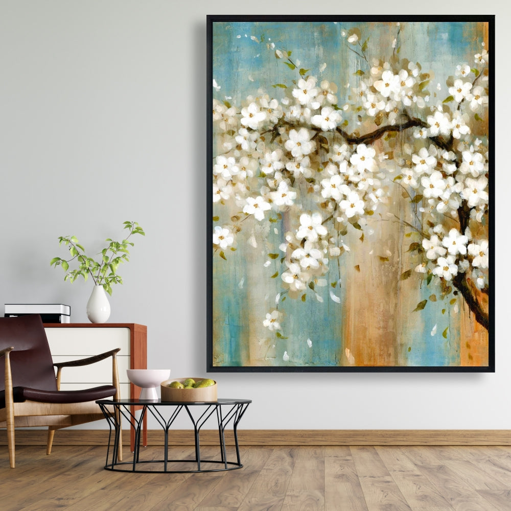 Relaxing Cherry Blossoms | White Framed Canvas Wall Art
