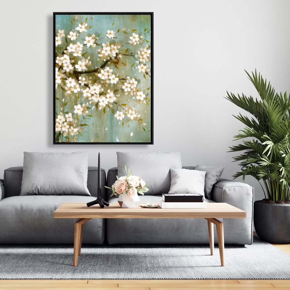 White Cherry Blossom Canvas | Floral Trees Bedroom Decor
