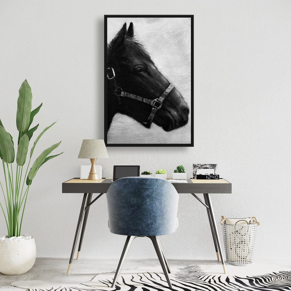 Toile « Galopin le cheval » | Décoration encadrée d'animaux gris