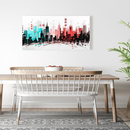 Colorful City Canvas | Rose Gold Lines | Contemporary Decor