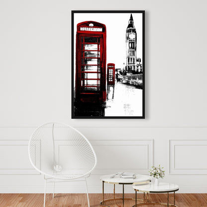 Industrial Framed Canvas: Telephone Box & Big Ben Home Decor