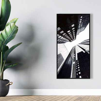 Low-Angle City View Canvas | Contemporary White Frame Decor