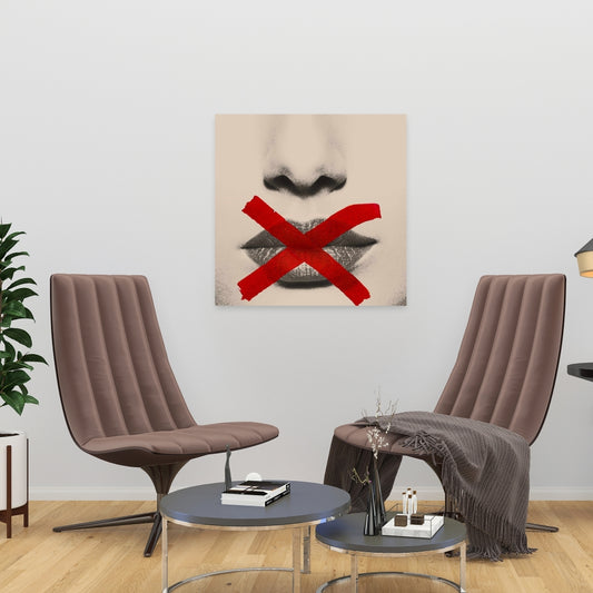 Grayscale Lips Canvas - Red X Art | Modern Bedroom Decor