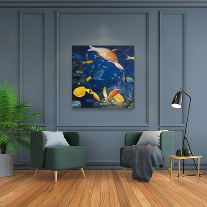 Colorful Fish Under the Sea Canvas - Blue Animals Bedroom Decor