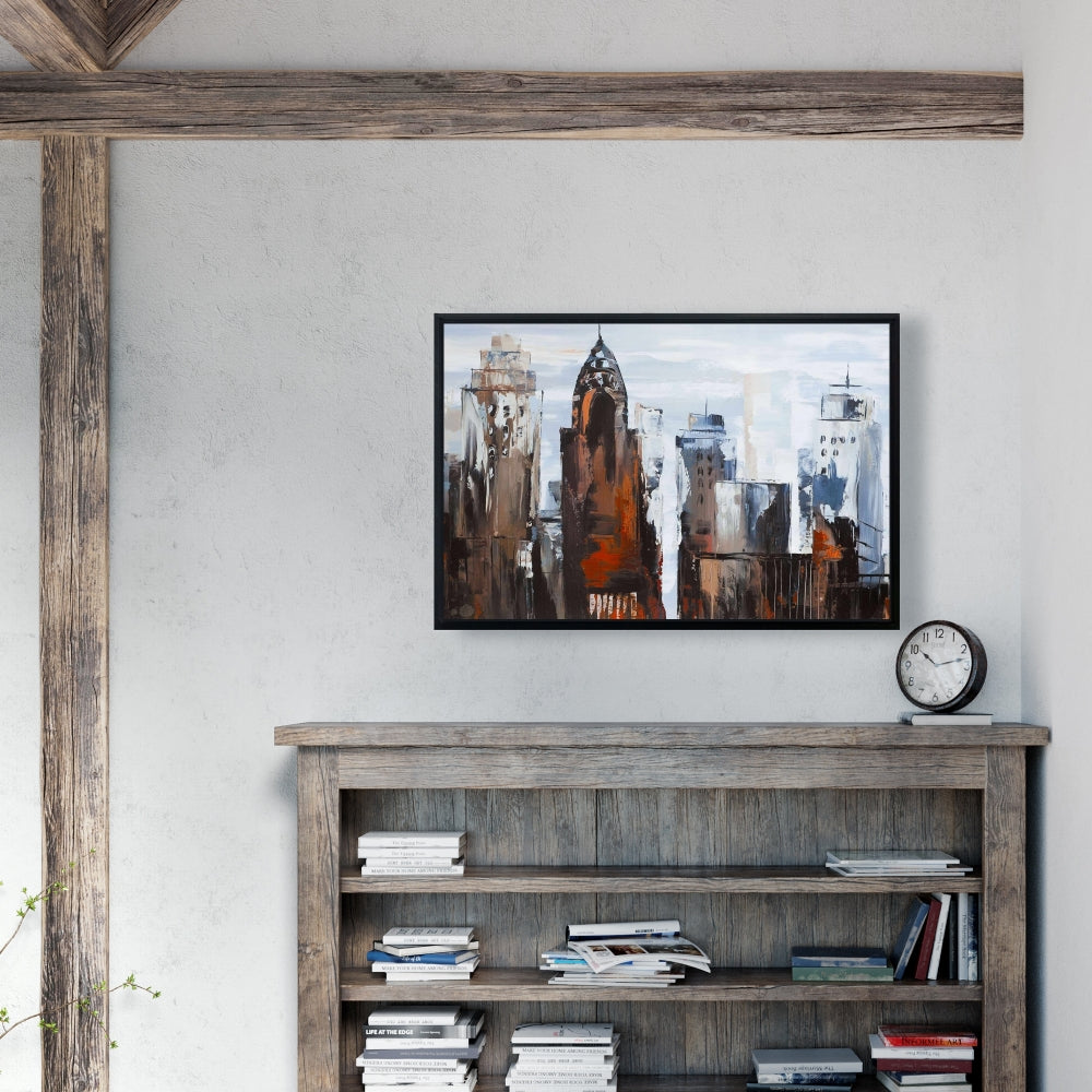 Toile encadrée « Journée grise en ville » – Décoration de chambre moderne