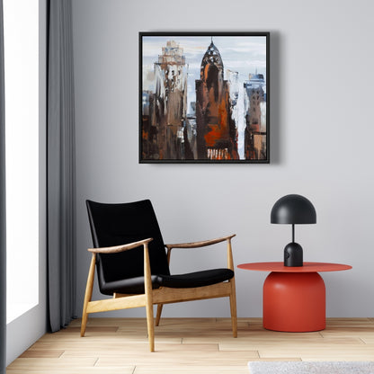 Gray Day in the City Framed Canvas - Modern Bedroom Decor