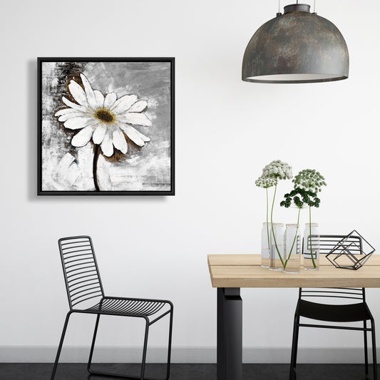 Abstract Daisy White Floral Canvas | Botanical Home Decor