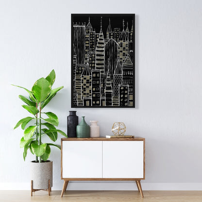 Toile encadrée illustrative « Ville sombre » - Décoration d'intérieur