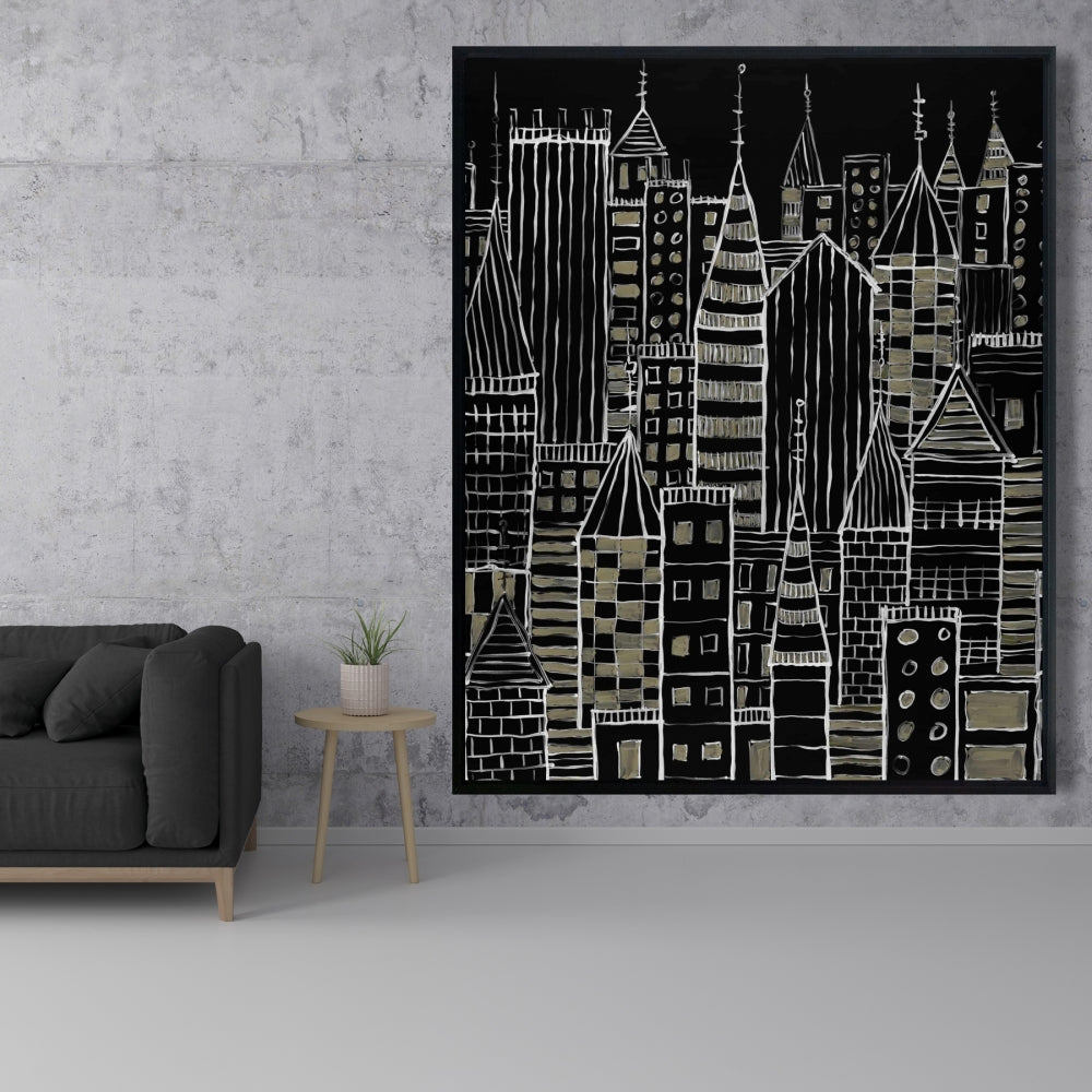 Toile encadrée illustrative « Ville sombre » - Décoration d'intérieur