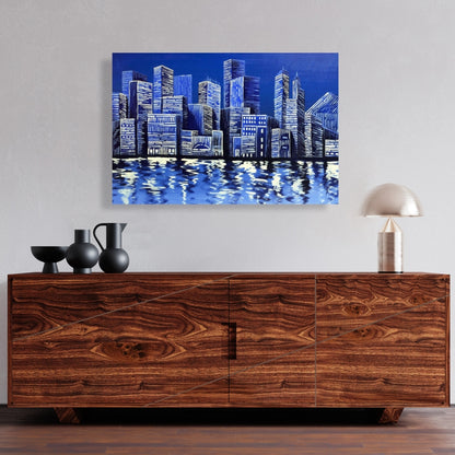 Blue Skyline Canvas | Contemporary Cities Home Decor Wall Art