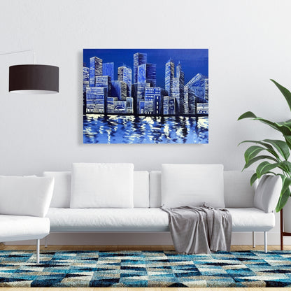 Blue Skyline Canvas | Contemporary Cities Home Decor Wall Art