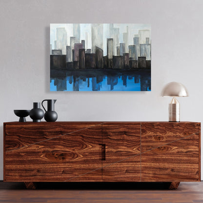 Blue City Building Canvas | Home Decor Wall Art
