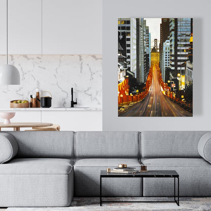 San Francisco by Night Blue Building Canvas | Bedroom Decor