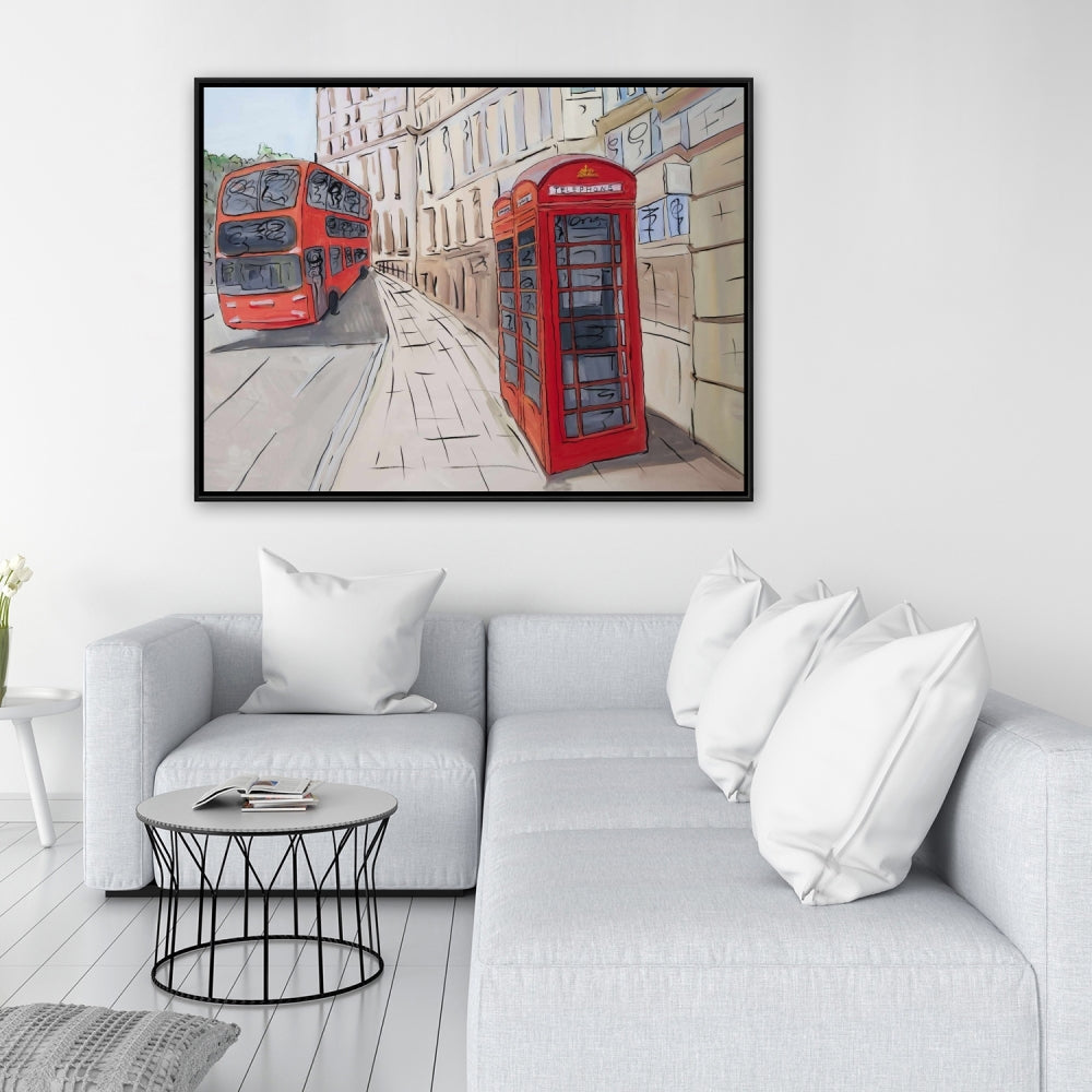 Brown Bedroom Canvas | London Bus & Telephone Booth Decor