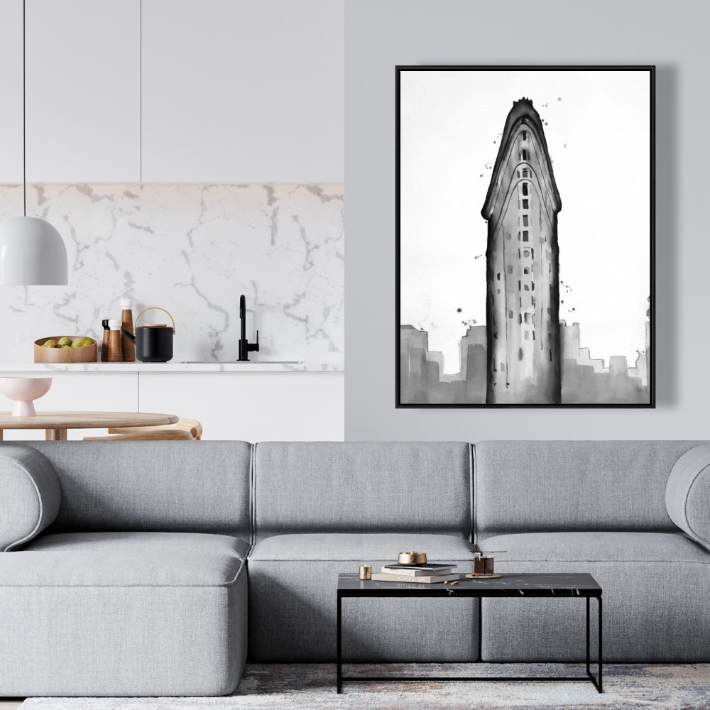 Flatiron Building White Canvas | Framed City Art Home Decor