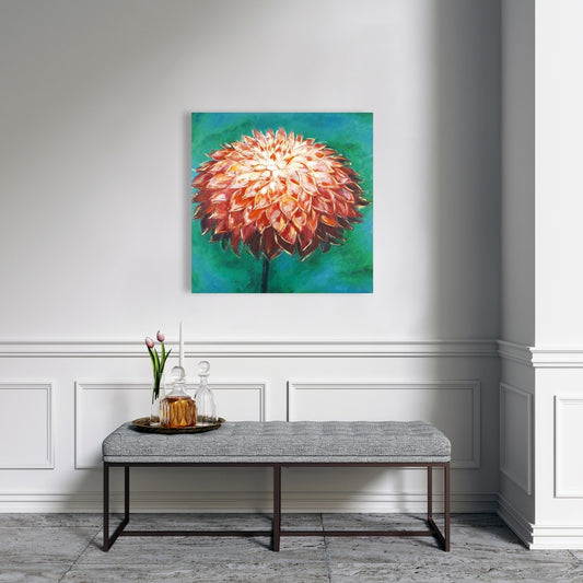 Abstract Dahlia Flower Canvas | Botanical Home Decor Art