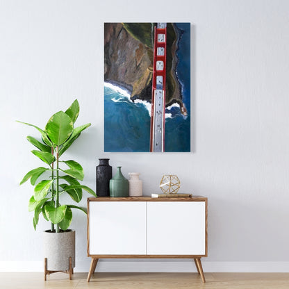 Golden Gate & Mountains Canvas | Sea Cities Bedroom Decor