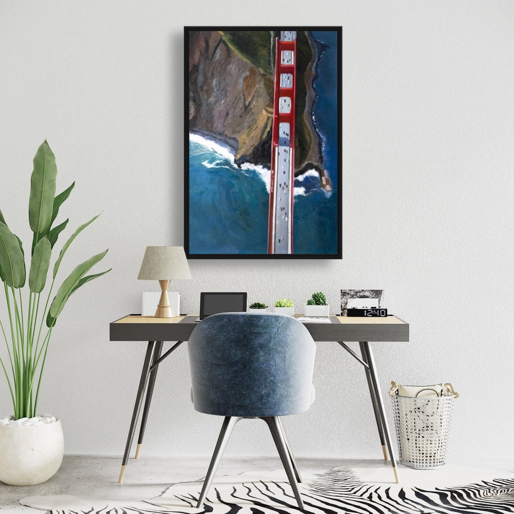 Blue Cities Bedroom Canvas | Golden Gate & Mountains Decor