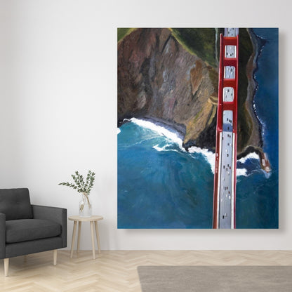 Golden Gate & Mountains Canvas | Sea Cities Bedroom Decor