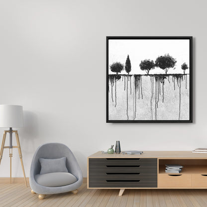 Ink Bleeding Trees Canvas | Framed Art for Bedroom Decor