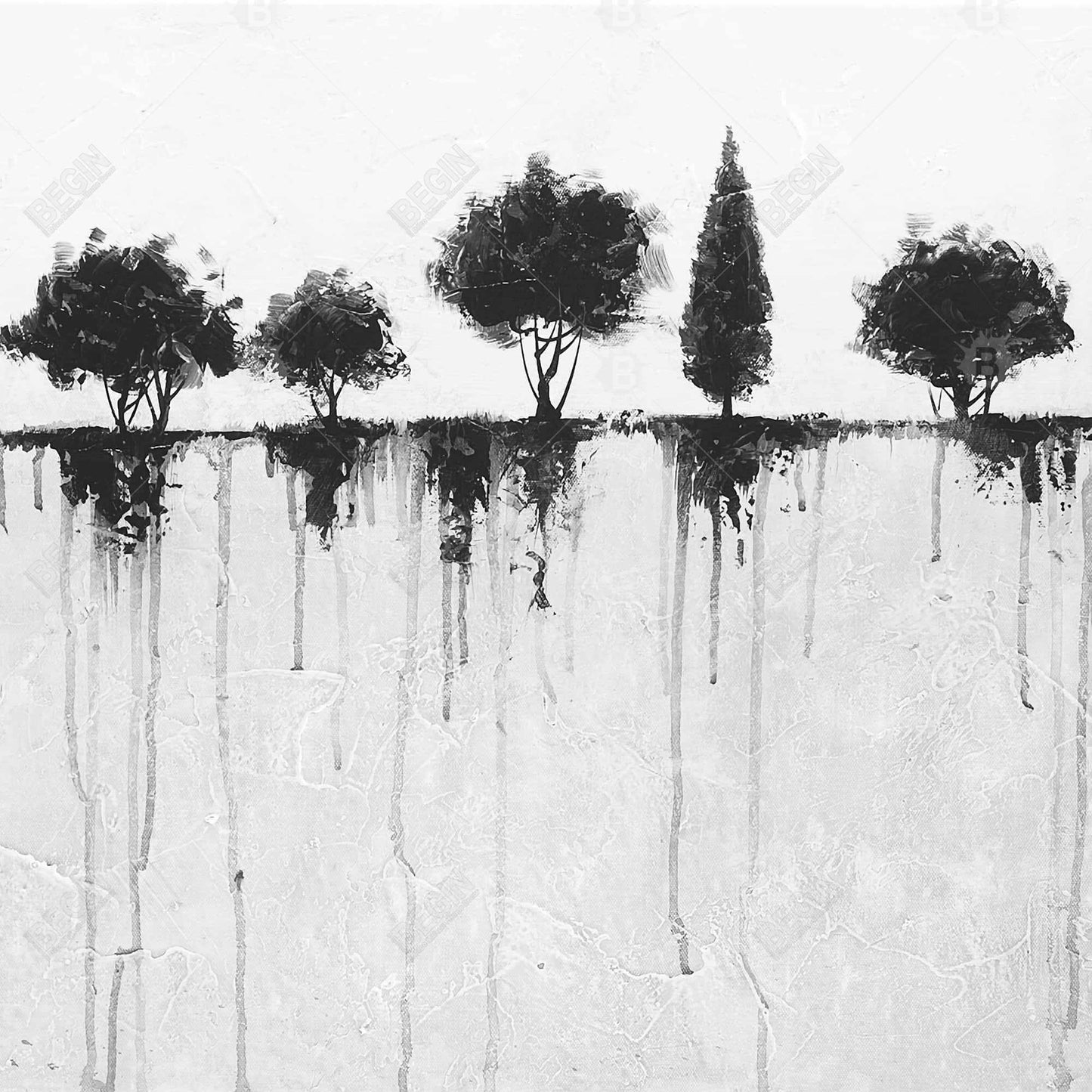 Abstract Black Trees - Modern Office Metal Print for Home Decor