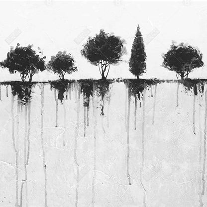 Abstract Black Trees - Modern Office Metal Print for Home Decor