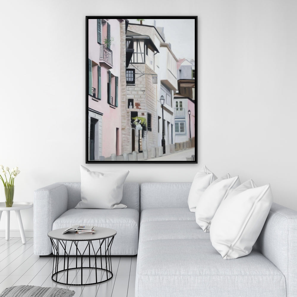 Brown Building Canvas - Street in Montmartre Paris Wall Art