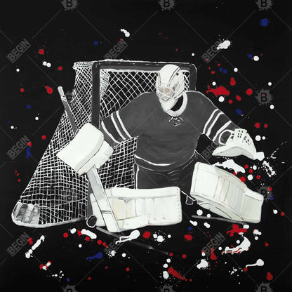 Modern Blue Living Room Canvas | Goalkeeper Hockey Art Decor