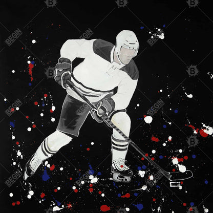 Modern Blue Hockey Player Canvas - Sports Home Decor Art