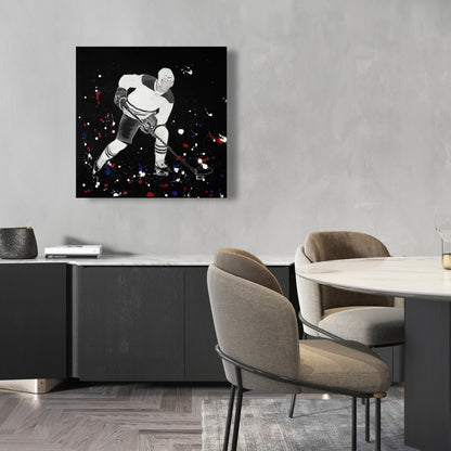 Modern Blue Hockey Player Canvas - Sports Home Decor Art