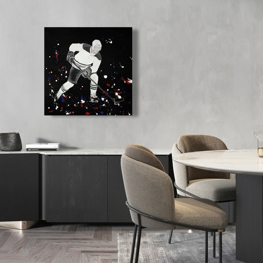 Modern Blue Hockey Player Canvas - Sports Home Decor Art