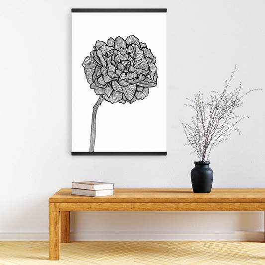 Peony Line Minimalist Floral Magnetic Canvas | Home Decor