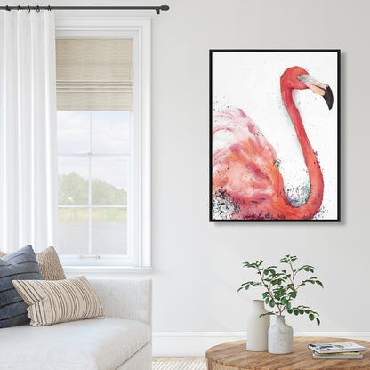 Splashing Flamingo Pink Canvas - Aquatic Bedroom Wall Art Decor
