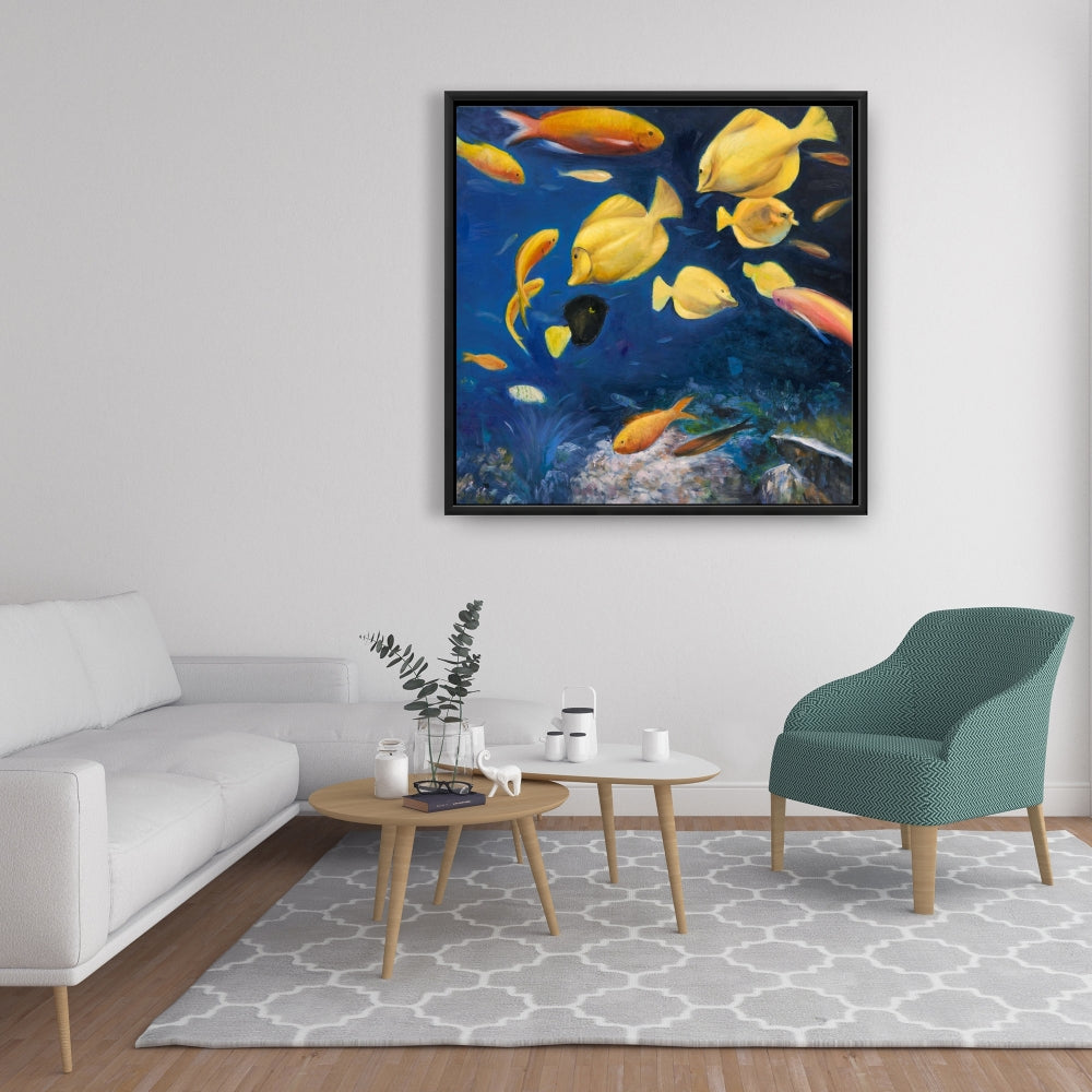 Toile encadrée Poissons sous la mer - Décoration de chambre contemporaine