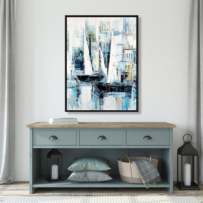 Bateaux de style industriel | Toile encadrée représentant un bateau côtier