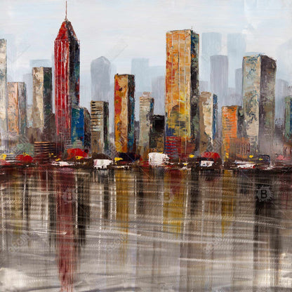 Rust Looking City Canvas | Urban Bedroom Wall Art Decor