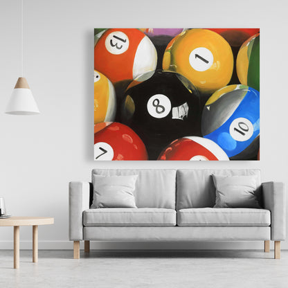 Toile en gros plan de boules de billard | Décoration d'intérieur hyperréaliste