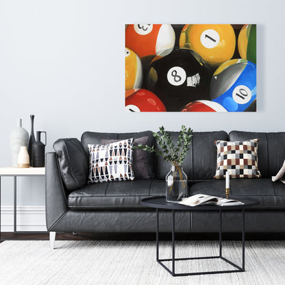 Toile en gros plan de boules de billard | Décoration d'intérieur hyperréaliste